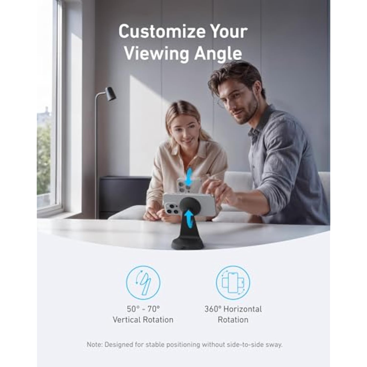 Anker MagSafe Compatible 2-in-1 Charging Stand, iPhone 16 Wireless Charger, Qi2 Certified 15W Ultra-Fast,Adjustable and Super Strong,for iPhone 16/15/14/13/12 Series,AirPods (Black, No Adapter)