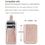Phone Card Holder Rfid Sleeve, Pu Leather Back Phone Wallet Stick-On Pull 5 Card Holder Universally Pocket Covers Credit Cash For Iphone/Android/All Smartphones(Rosegold)