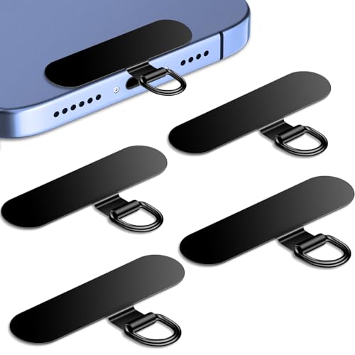 Phone Tether Tab for iPhone, 4 Pack Metal Lanyard Patch, Lanyard Strap Replacement All Full Cellphone Cases (Black)