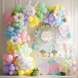 Easter Balloon Arch Garland Kit,Pastel Rainbow Balloons With Bunny And Daisy Foil Balloons For Easter Baby Shower Birthday Spring Party Decorations