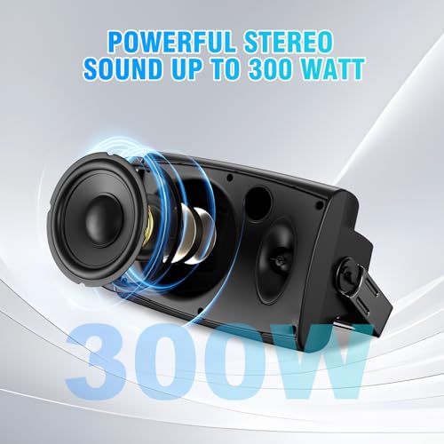 8-Inch 600W Passive Outdoor Speakers Wired, IP44-Rated Waterproof, All-Weather Speakers Ideal for Large Spaces (Commercial Areas, Spacious Backyards,