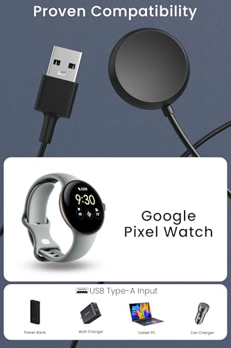 USB Cable for Pixel Watch Charger,3.3Ft Replacement Charging Cord Only for Google Pixel Watch 1 Smartwatch Charging Dock Station (Black)