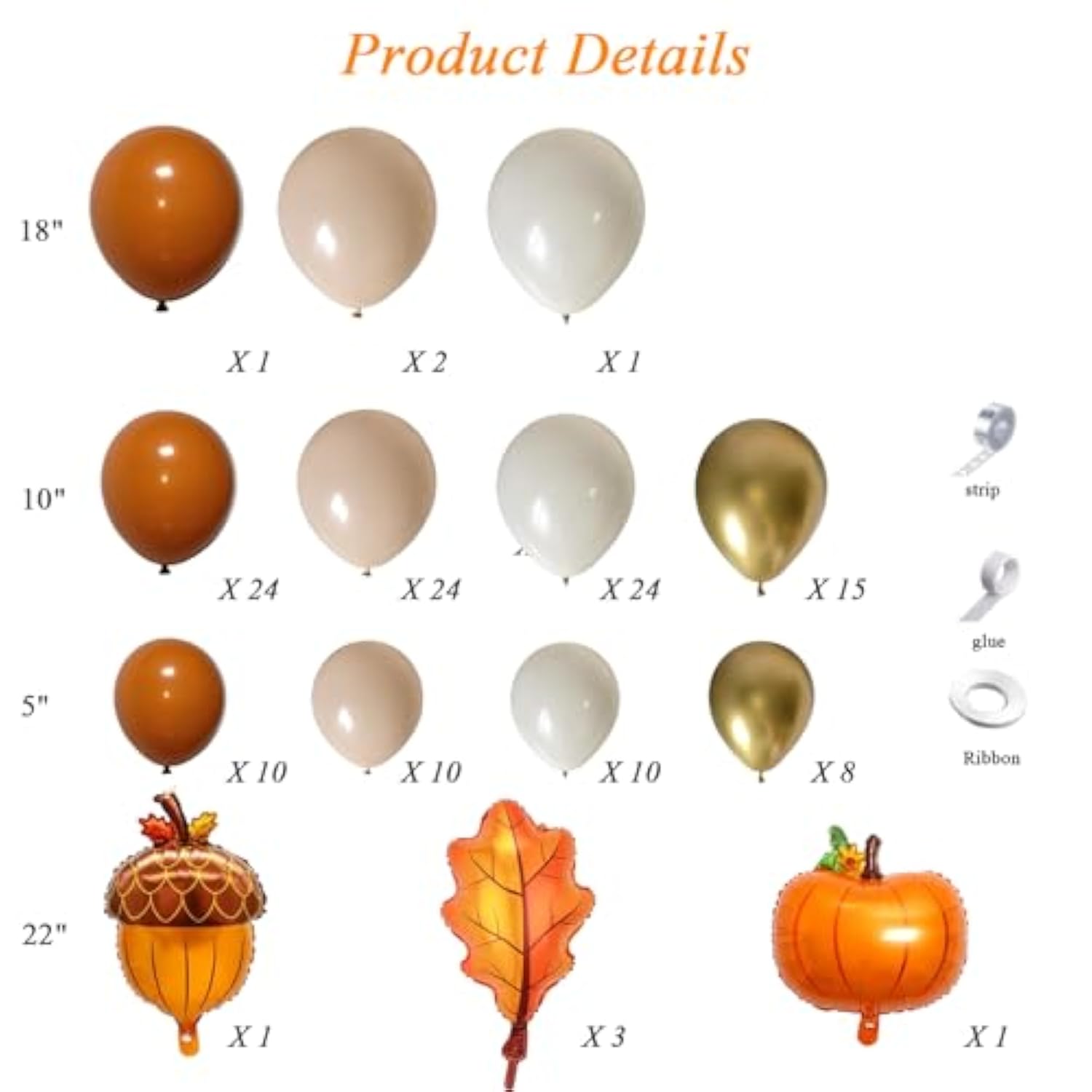 Fall Balloon Arch Kit: Burnt Orange, Gold & White Balloons, Autumn Decor
