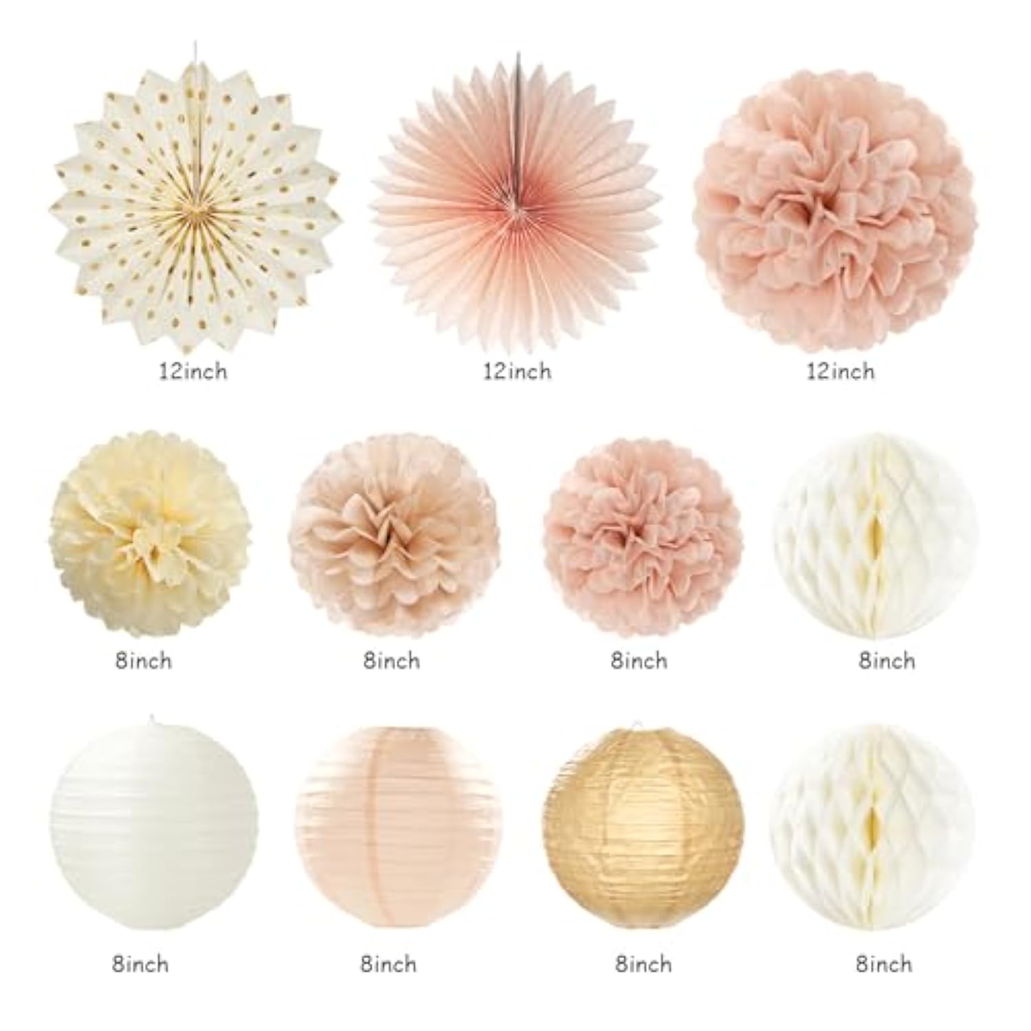 21-Pcs Champagne Gold & Beige Boho Fall Birthday Décor Set