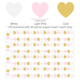 White Gold Pink Party-Decorations - 52Ft Paper Heart Streamers Garland Banner Women Birthday Bridal Shower Wedding Bachelorette Engagement Hanging Decor