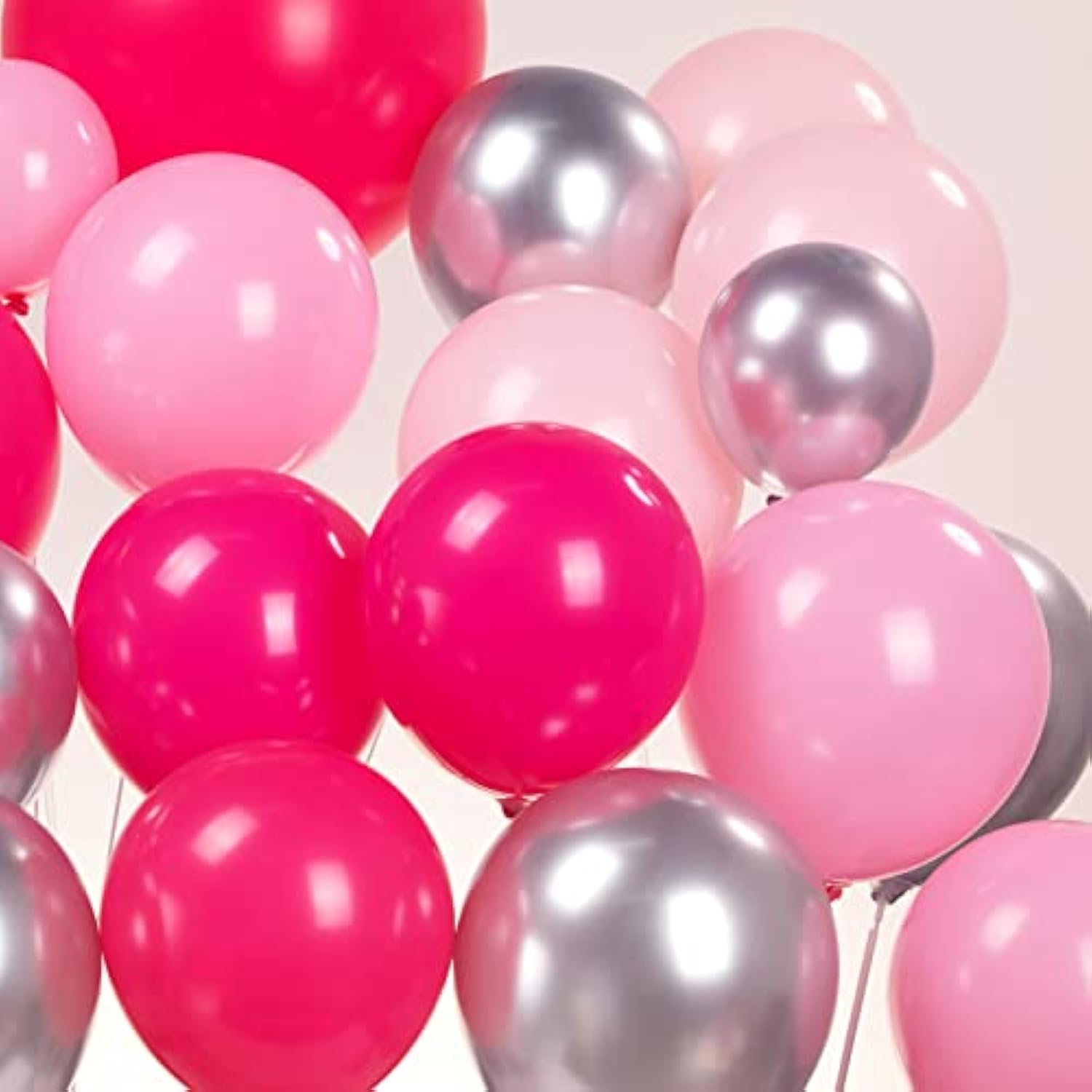 Hot Pink Silver Balloon Garland Arch Kit 160Pcs Pastel Pink And Silver