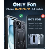 Iphone 15 Shockproof Case Dual Layer Military Grade Rugged 6.1 Inch Black