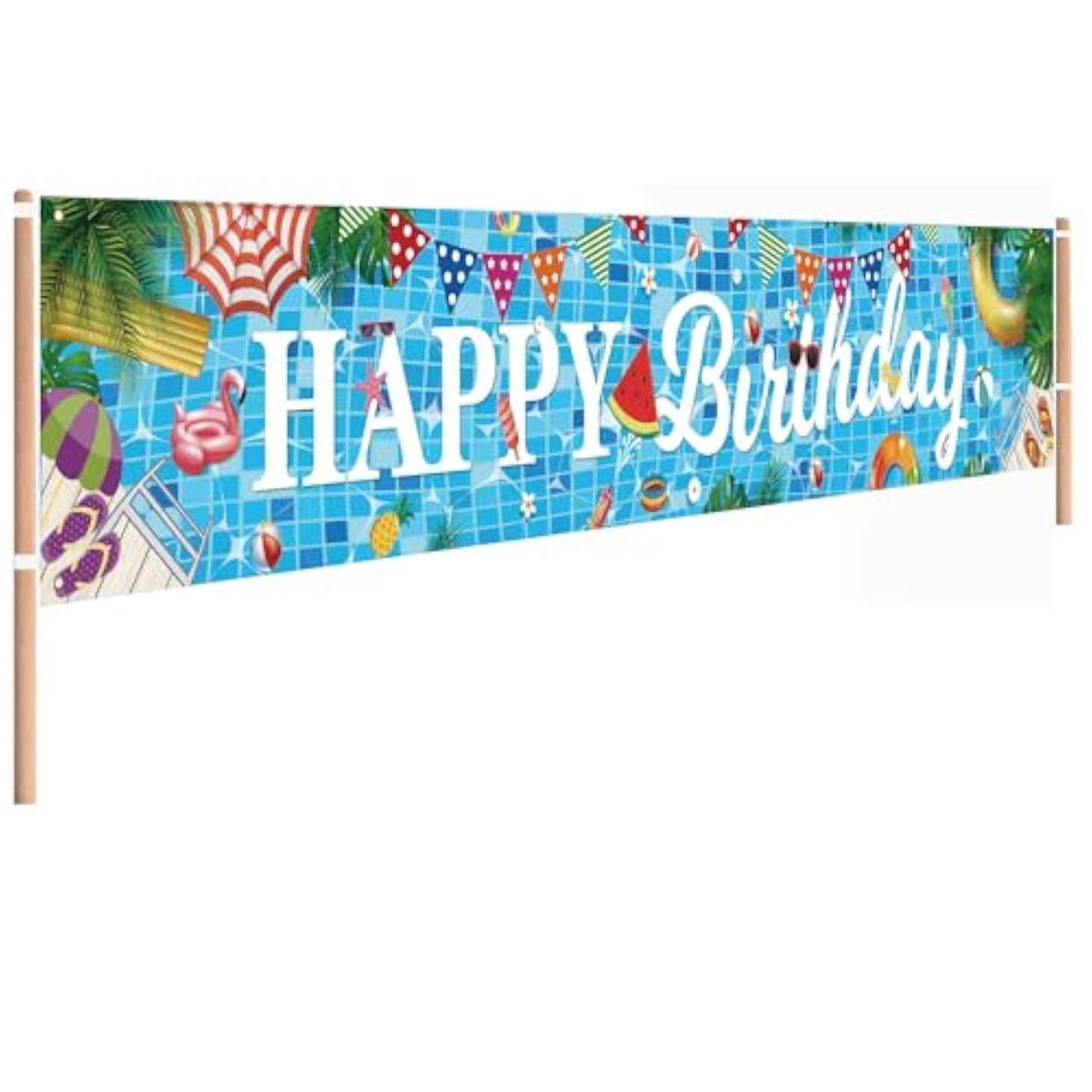 XL Pool Party Birthday Banner 118×20 — Fun Pool-Themed Birthday Decor