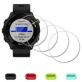 [4 Pack] Screen Protector For Garmin Forerunner 55 Smartwatch + Silicone Antidust Plugs Tempered Glass Antiscratch Bubblefree