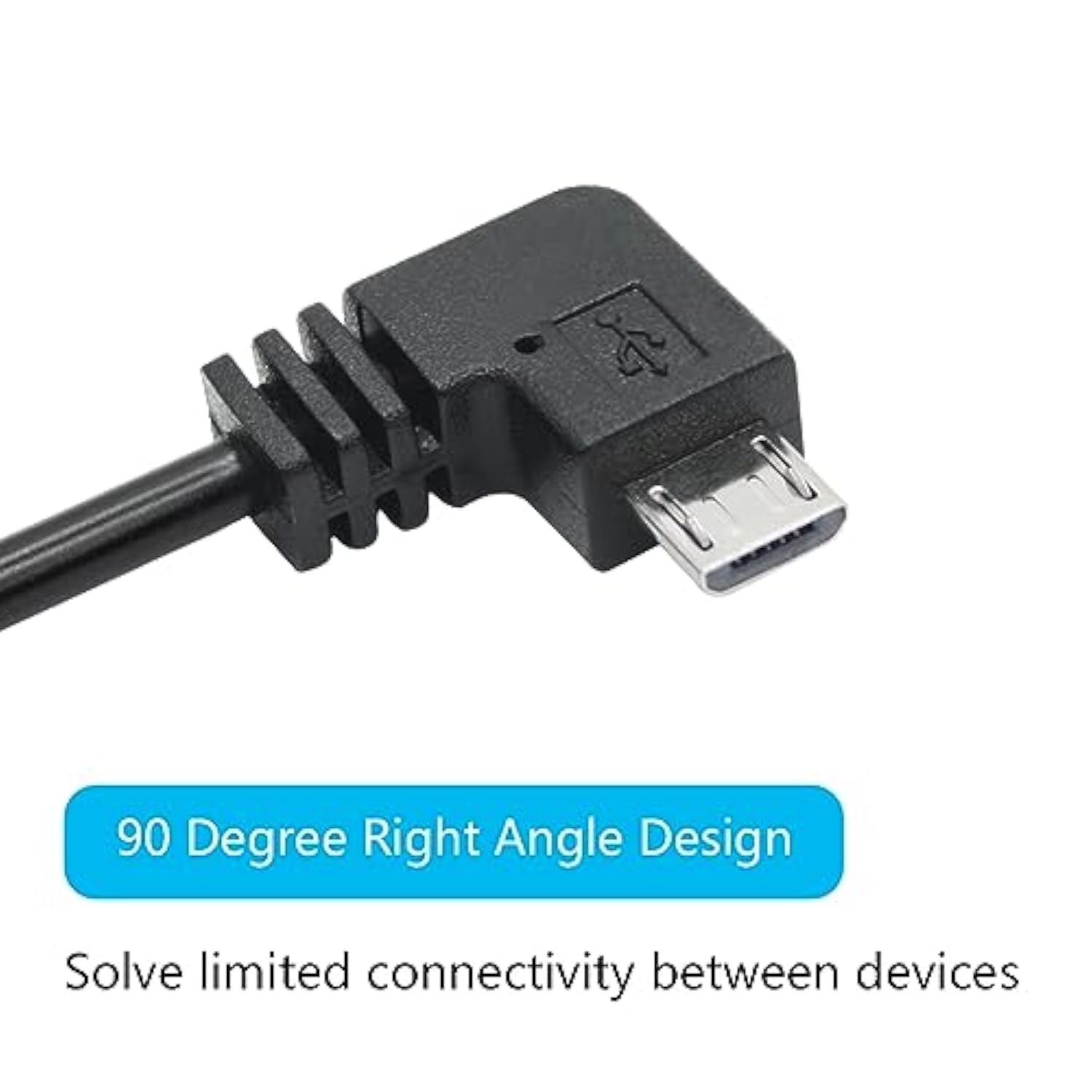 90 Degree Micro Usb Power Cable 11Ft, Right Angle Usb Dash Cam Charging Cord, For Car Dash Cam, Phones And Other Micro Usb Devices Charging