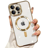 iPhone 13 Pro Clear Magnetic Case with Camera Protector and Gold Anti-Scratch Cover