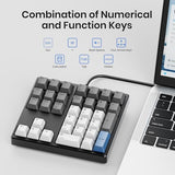 Kn34 Wired Mechanical Number Pad- 34 Keys Hot Swappable Numeric Keypad With White Backlight& Pbt Keycaps For Laptop, Macbook, Pc Desktop, Compact Keyboard(Red Switch)