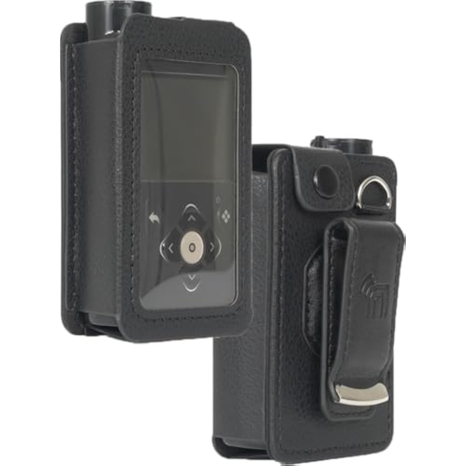 Case for Medtronic MiniMed 780G 770G 670G 630G 640G Insulin Pump, Form-Fit Cover [Built-in Screen Protection] and [Rotating Metal Belt Clip] - Black Vegan Leather