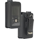 Case for Medtronic MiniMed 780G 770G 670G 630G 640G Insulin Pump, Form-Fit Cover [Built-in Screen Protection] and [Rotating Metal Belt Clip] - Black Vegan Leather