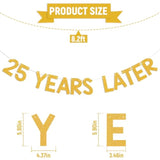 25 Years Later Banner - Yellow Sponge Themed Cartoon Pre-Strung Birthday Banner, Happy 25Th Birthday Anniversary Party Decorations Gold Glitter