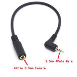 Angled 2.5mm Male to 3.5mm Female Audio Cable Headphone Adapter, 4 Pole 2.5 to 3.5 Stereo Earphone Headset Converter