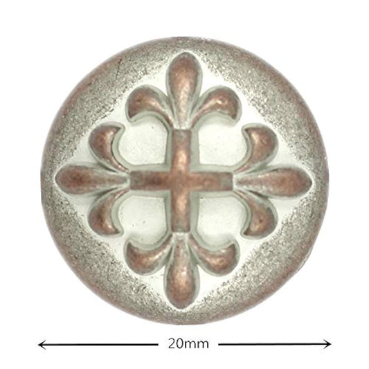 10 Pieces Baroque Cross Metal Shank Buttons. 20Mm (3/4 Inch) (Copper W