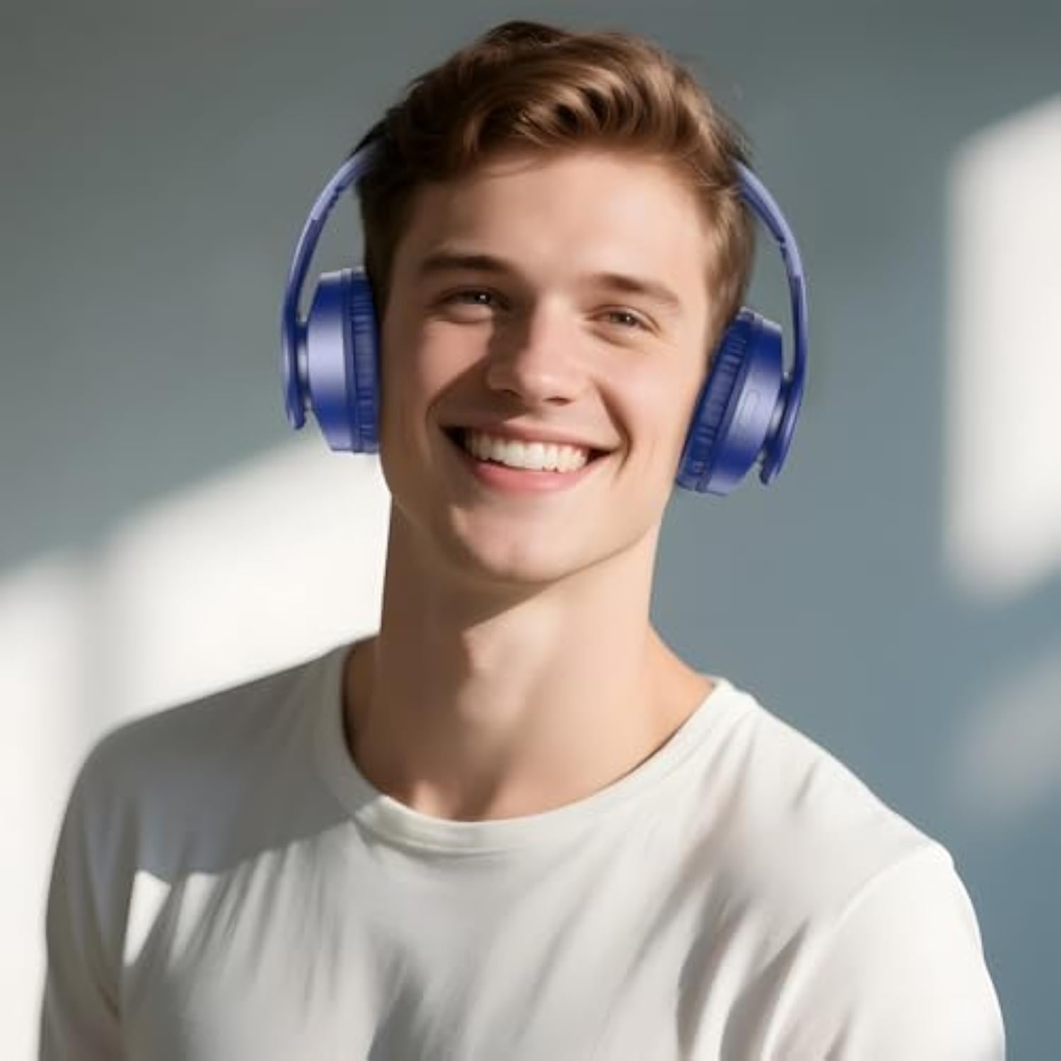 Bluetooth Headphones Wireless, Over Ear Stereo Wireless Headset 40H Playtime With Deep Bass, Soft Memoryprotein Earmuffs, Builtin Mic Wired Mode Pc/Cell Phones/Tvdark Blue …