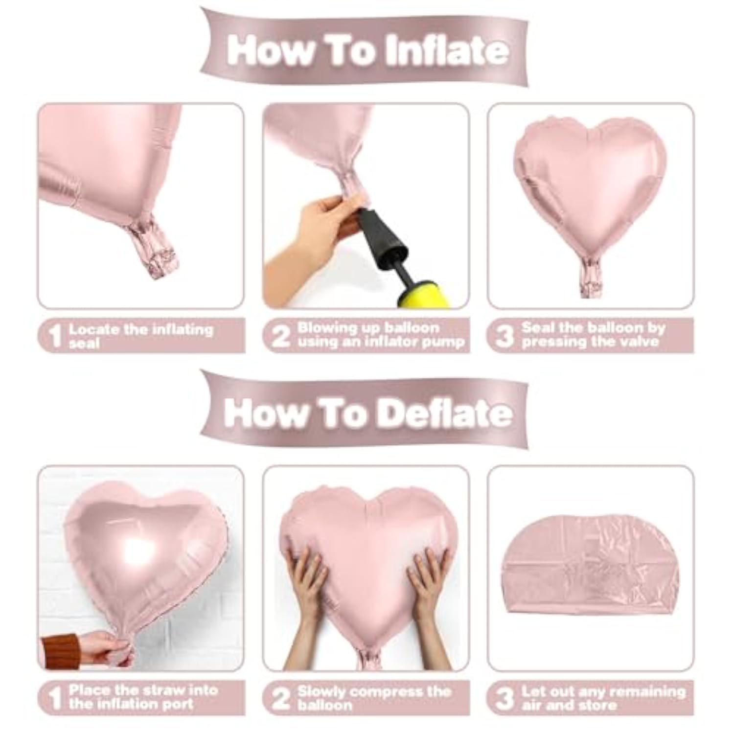 12 Pcs 18" Light Pink Heart Foil Balloons for Parties & Events