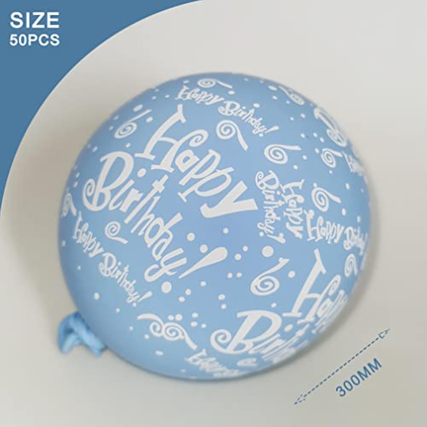 52 Pcs Blue Birthday Balloons With Birthday Party Pattern Children'S Birthday Balloons Decoration Suitable For Girls Boy Birthday Party, Baby Shower