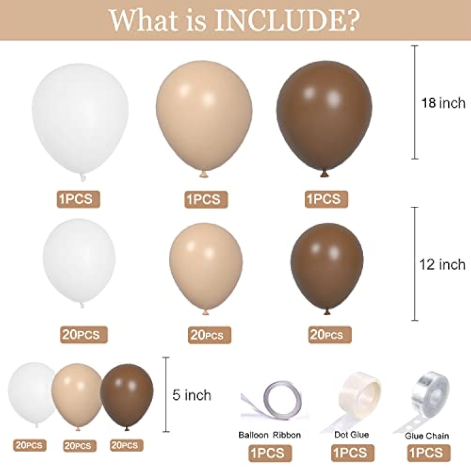 123pcs Neutral Boho Balloon Garland Kit Brown Beige Nude for Baby Shower Party