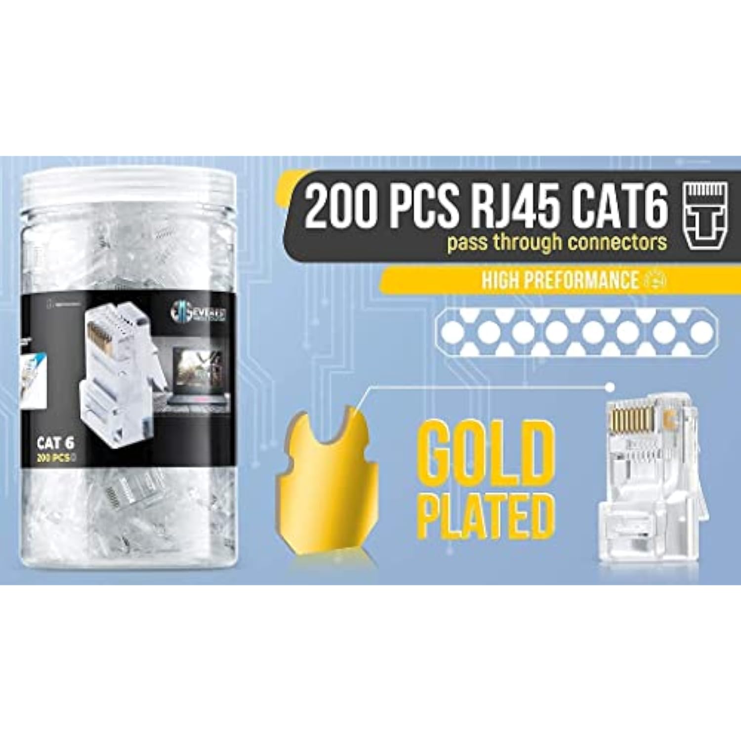 Bundle – 2 Items: Rj45 Crimp Tool + 200 Pack Of Cat6 Pass Through Connectors.