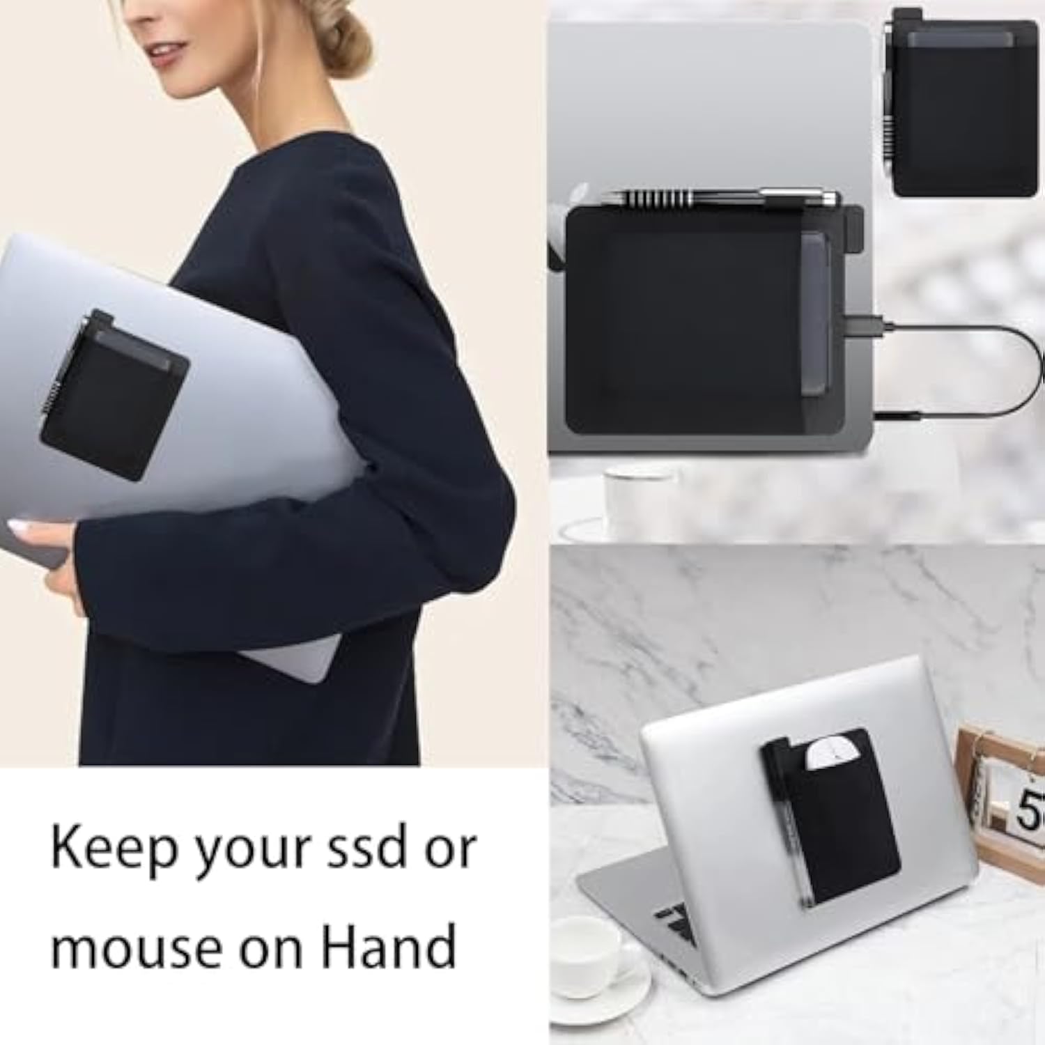 Portable Hard Drive Sleeve For Laptop - Ssd Solid State Drive - Reusable Adhesive - Stick On External Hard Drive Carrying Case - Travel Pocket Pouch