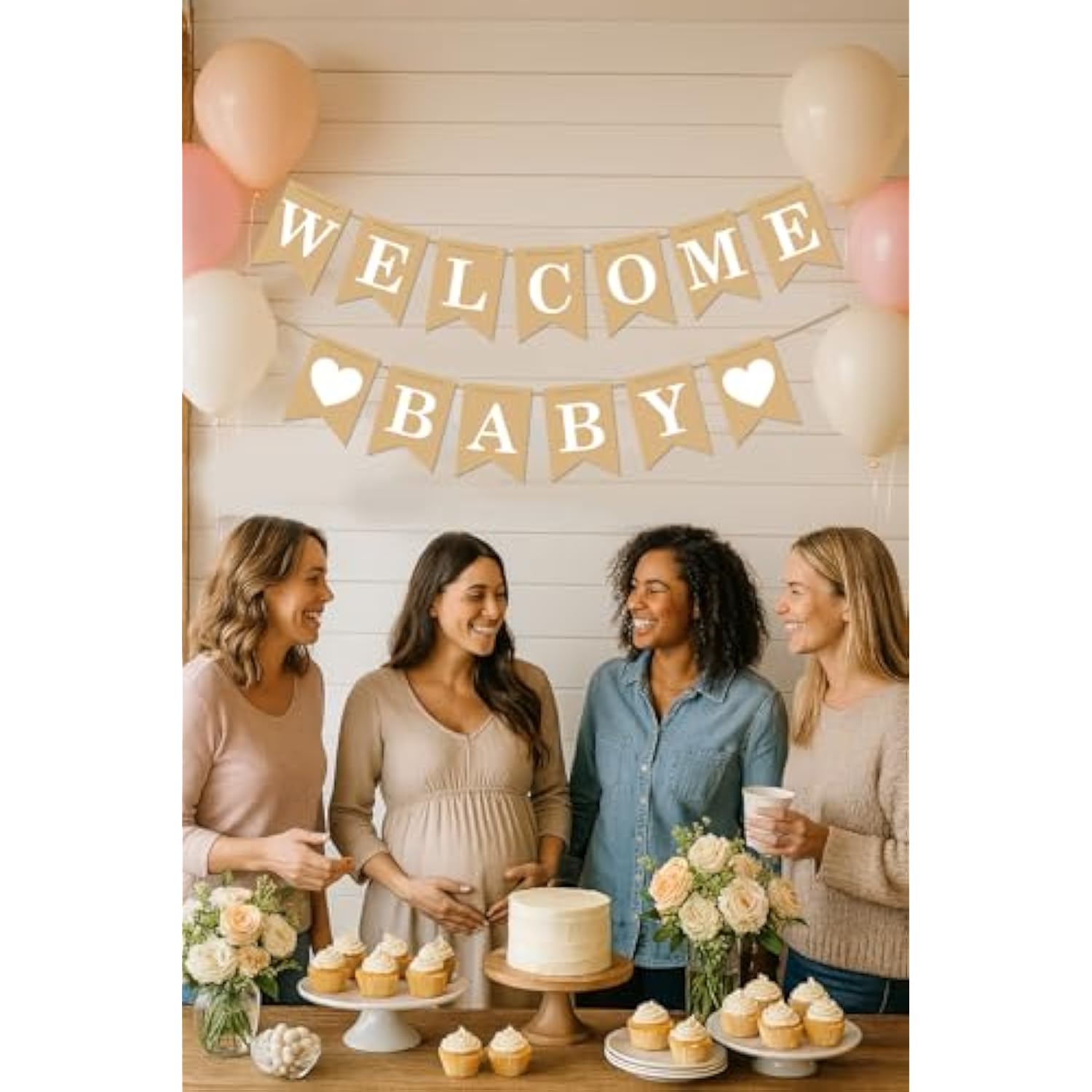 Welcome Baby Banner – Rustic Baby Shower Decorations, Gender Neutral Baby Shower Decor, Pre-Strung Shower Sign, Baby Boy Banner For Party Wall Backdrop
