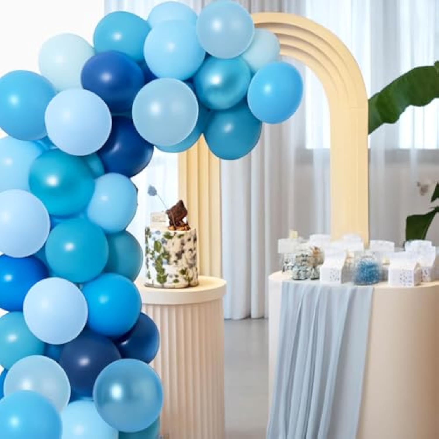48-Pc Light & Navy Blue Balloon Set for Birthday & Baby Shower Décor