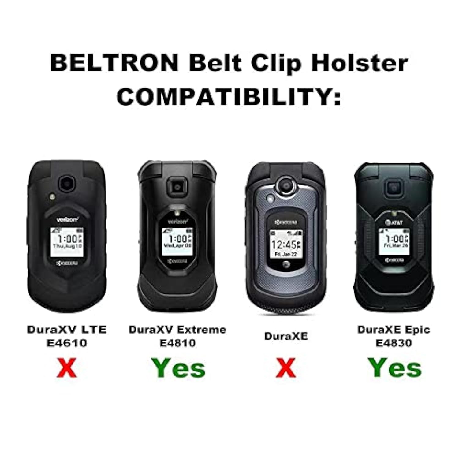 Holster For Duraxv, Duraxe Epic, Duraxa - Heavy Duty Rotating Belt Clip Holder Case For Kyocera Duraxe Epic E4830 At&T/Firstnet, Duraxv Extreme E4810, Extreme+ E4811 Verizon Flip Phone