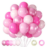 Pink Balloons Metallic Pink Balloon, 60Pcs 12Inch Chrome Deep Light Pearl Hot Pink Latex Balloons For Birthday Wedding Baby Shower Party Decoration