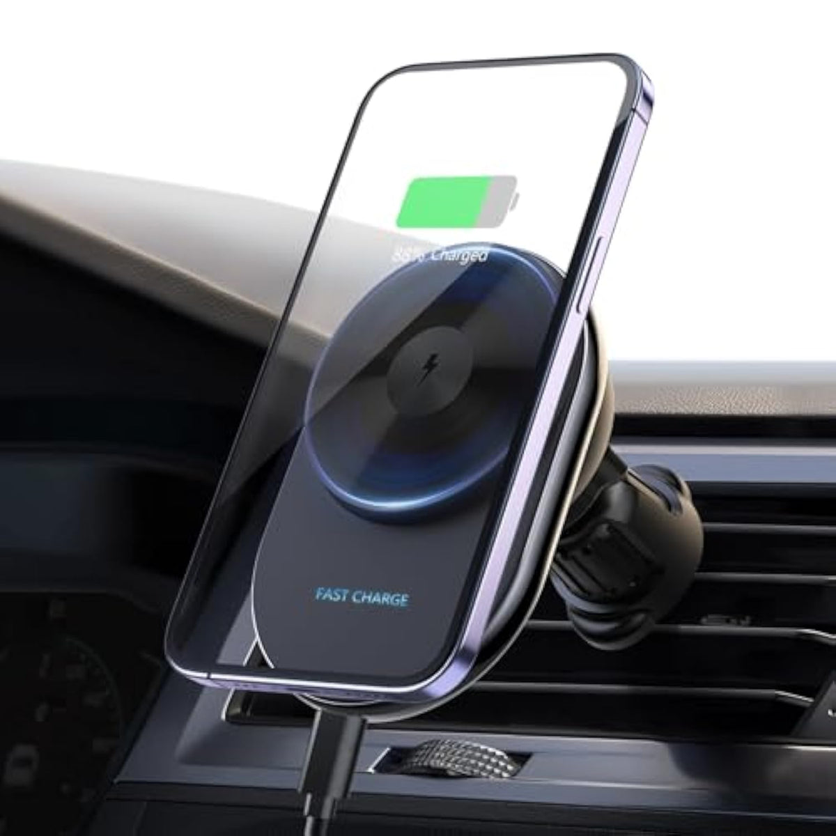 Magsafe Car Mount Charger?15W Magsafe Vent Mount With Cooling Fan?Magnetic Car Wireless Charger For Iphone 17 Pro Max/17/16/15/14/13/12, Black