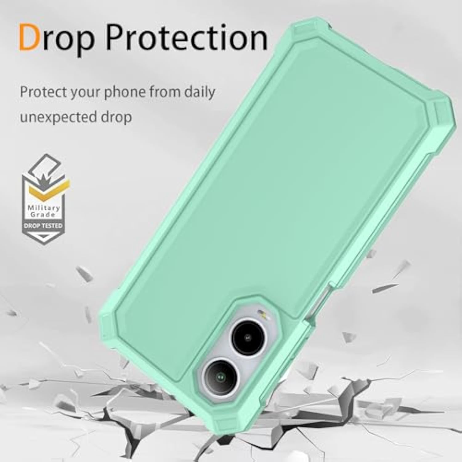 For Cricket Icon 6 Phone Case/At&T Verge Case With Tempered Glass Screen Protector,Slim Soft Silicone Full-Body Protective Cover (Cricket Icon 6, Green)