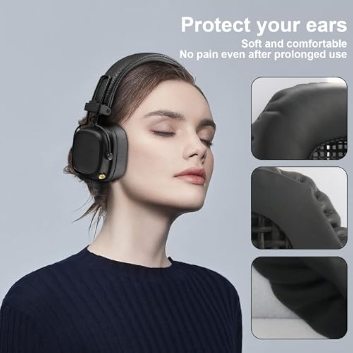 Major I Earpads Replacement Ear Cushions Cover Compatible With Marshall Major I/Major Ii Bluetooth Headphones Earmuffs Comfort Protein Leather And Memory Foam Ear Pads (Black)