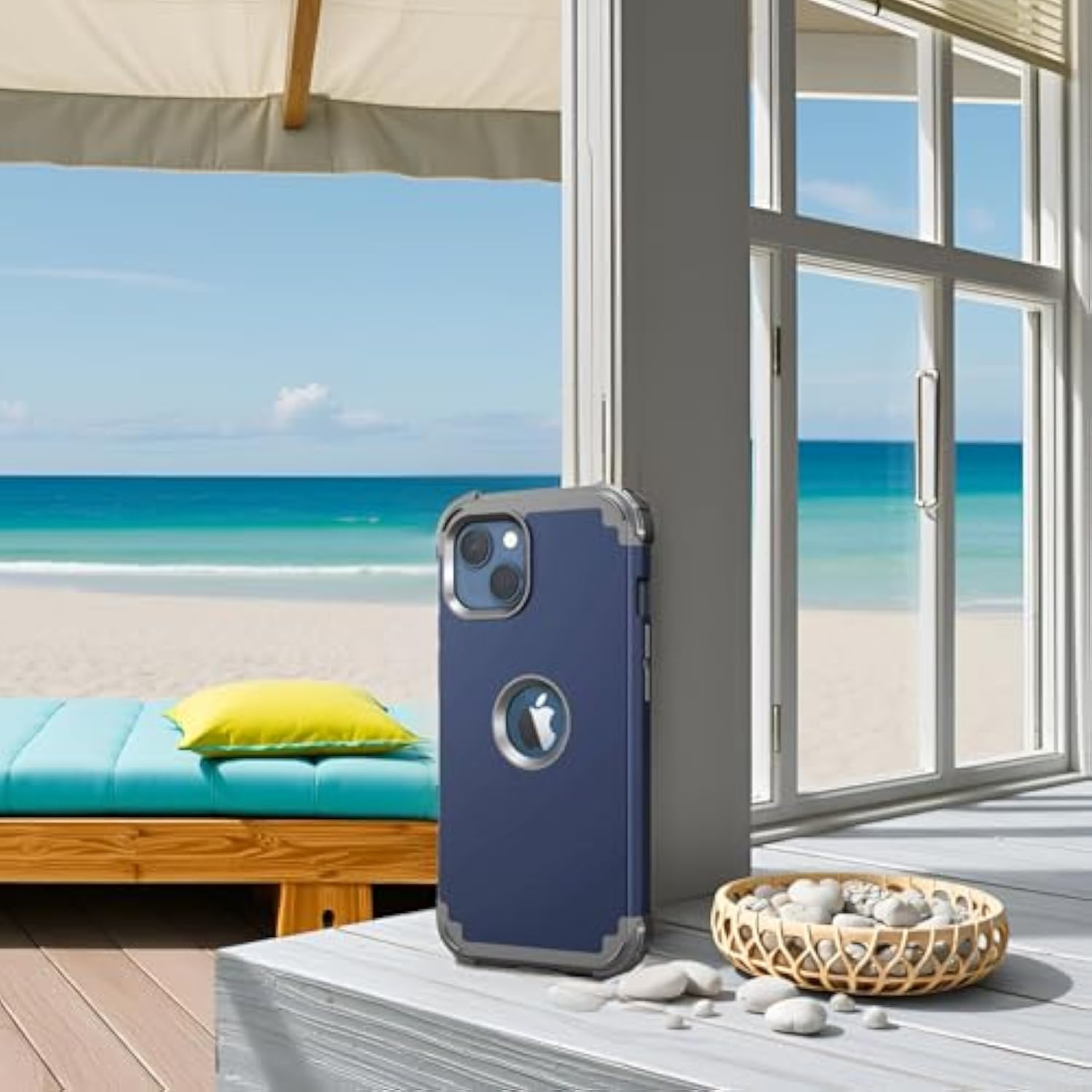 For Iphone 13 Case With Screen Protector, For Iphone 14 Case, Hybrid Shockproof Heavy Duty Protection Hard Pc Cover Soft Silicone Sturdy Bumper Full Body Cover For Iphone 13/14 6.1",Blue