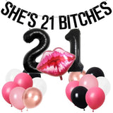 21St Birthday Decorations For Her, Black Pink 21St Party Decorations F