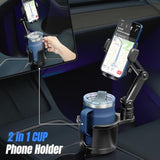 Cup Holder Phone Mount For Car,Upgraded 2 In 1 Car Cup Phone Holder Expander With Adjustable Base,360 Degree Rotation, Cup Phone Holder For Car Compatible Iphone,Samsung & All Smartphones