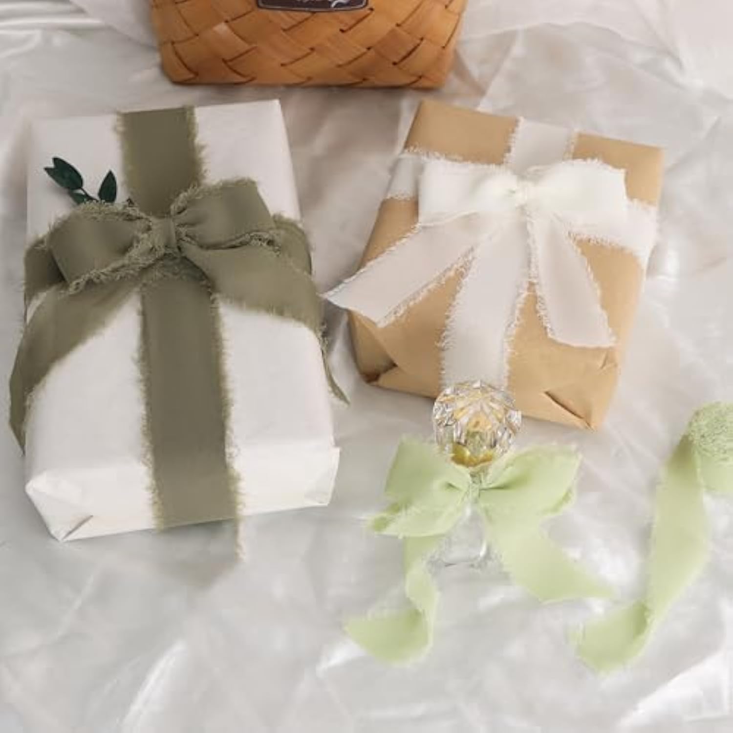 4 Rolls Silk Chiffon Ribbon, 1-1/2 Inch X 22Yds, Sage Green Chiffon Ri