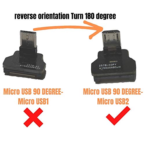 Long Flat Slim Thin Ribbon FPC Micro USB Male 90 Degree Angled up to Standard USB A Male 90 Degree Angled for sync and Charging Black (60CM Micro USB