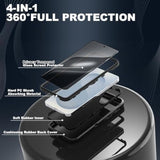 Designed For Samsung Galaxy S24/S25 Case [With Privacy Screen Protector] 3-Layer Full Body Protection Rugged Shockproof Heavy Duty Phone Case Cover, Black