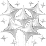 Silver Star Balloons,16Pcs Four Angle Star Balloons Foil,26Inch And 10Inch Silver Foil Mylar Balloons For Birthday Anniversary Baby Shower Wedding Party Decorations