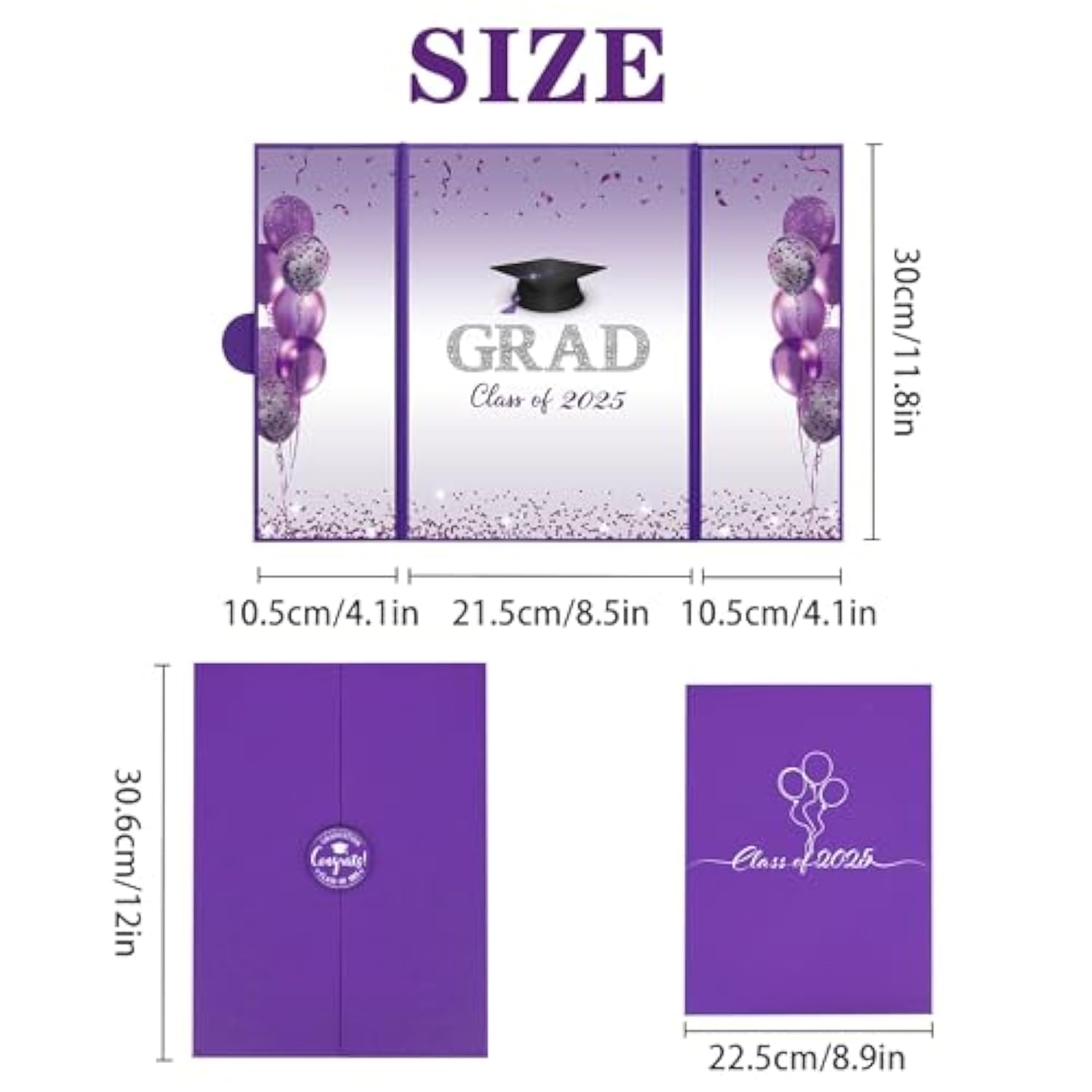Purple Graduation Party Decorations, 2Pcs Class Of 2025 Congratulations Graduates Alternative Signature Guest Book For Men Women Happy Graduation Gifts Congrats Grad Party Signing Card Board