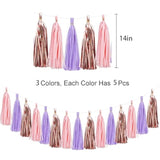 Purple Pink Party Decorations - Happy Birthday Banner, Paper Pompoms, Paper Tassels & Circle Dots Garlands For Women & Girls