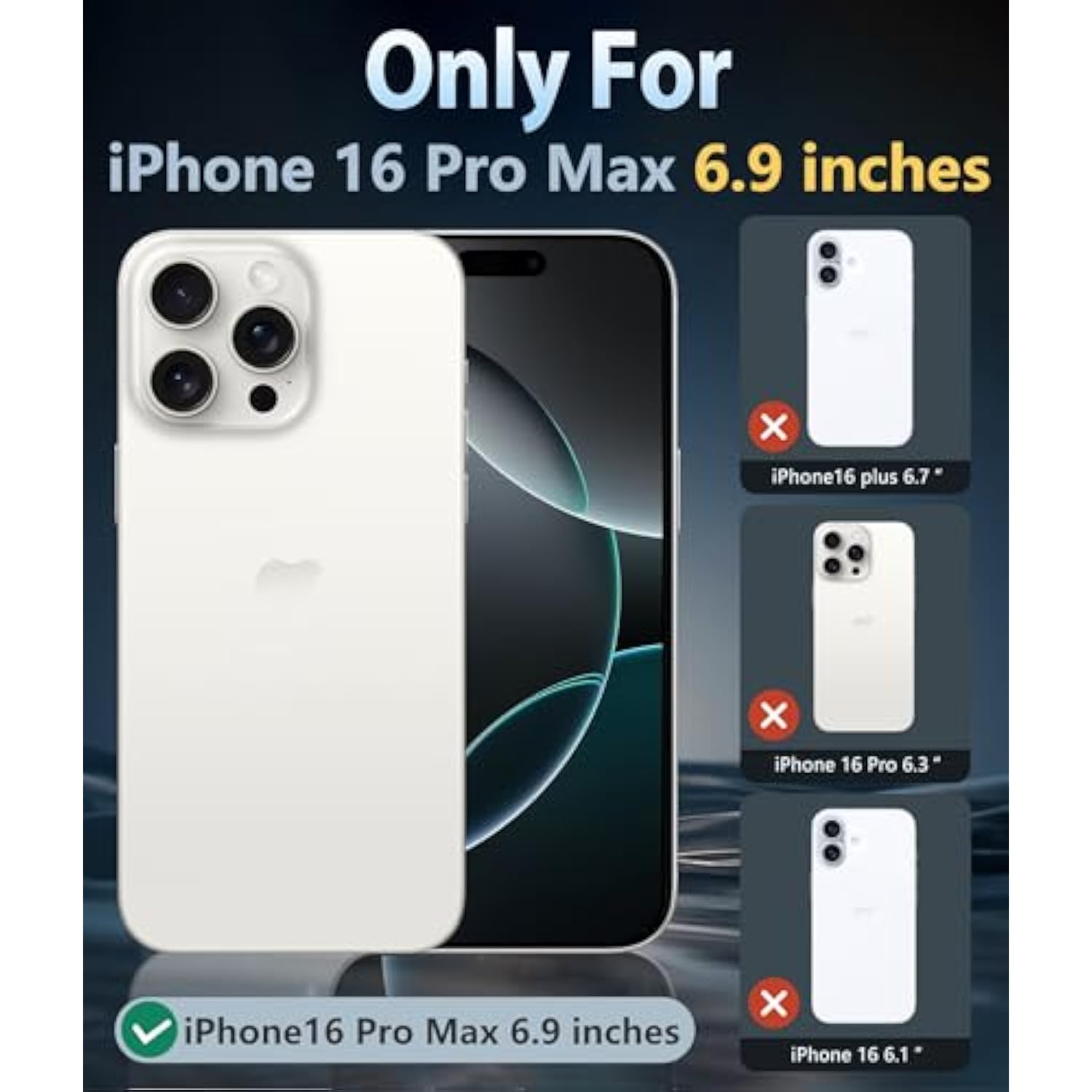 For Iphone 16 Pro-Max Case: Magnetic Grade Drop Protection Anti Yellowing Cell Phone Cover - Rugged Shockproof Protective Bumper Transparent Cases(Clear)