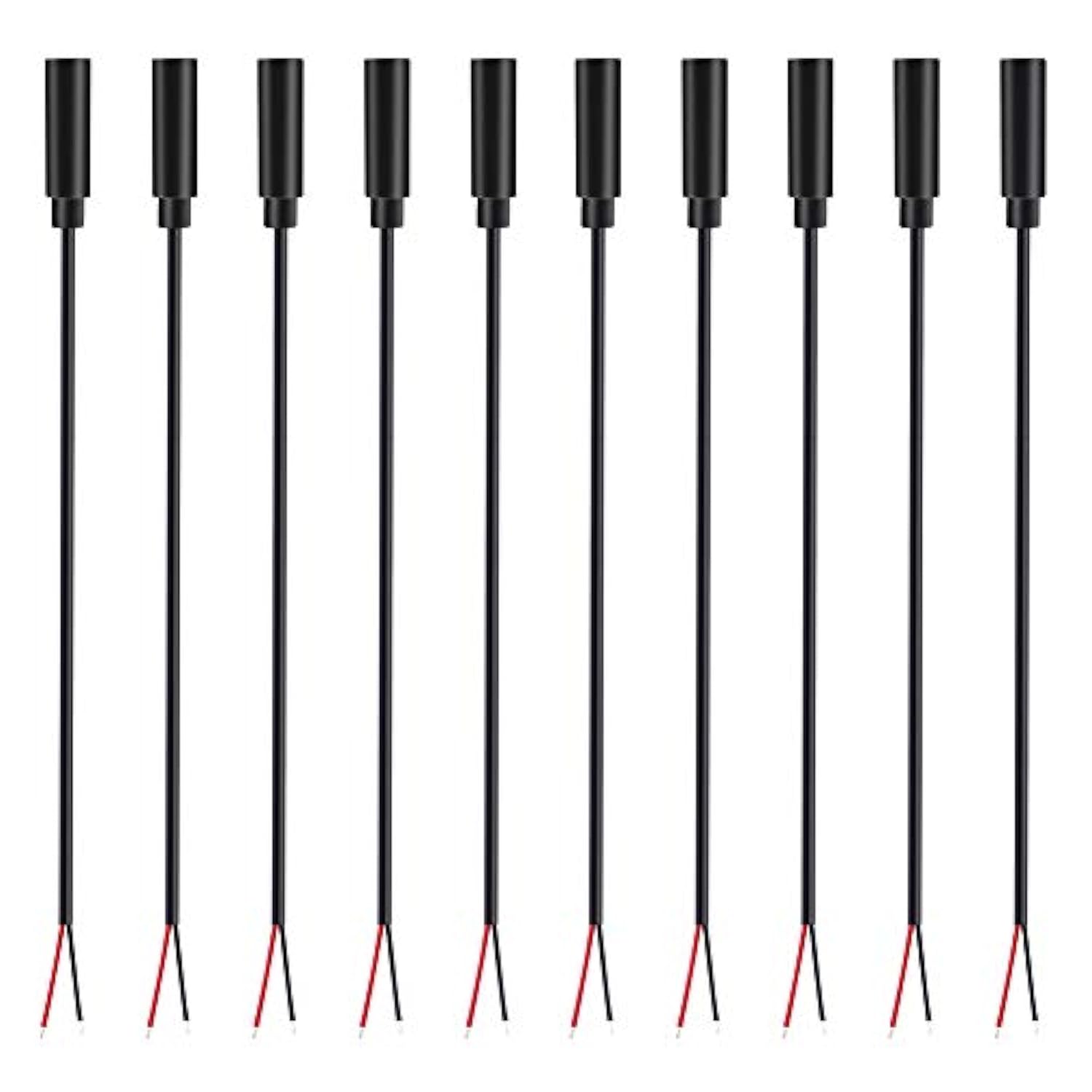 10-Pack 3.5Mm 1/8" To Speaker Wire Ts Mono Female Jack To Bare Wire Pigtail 3.5Mm Plug Connector Adapter Repair Audio Cable For Speaker, Trigger Cable