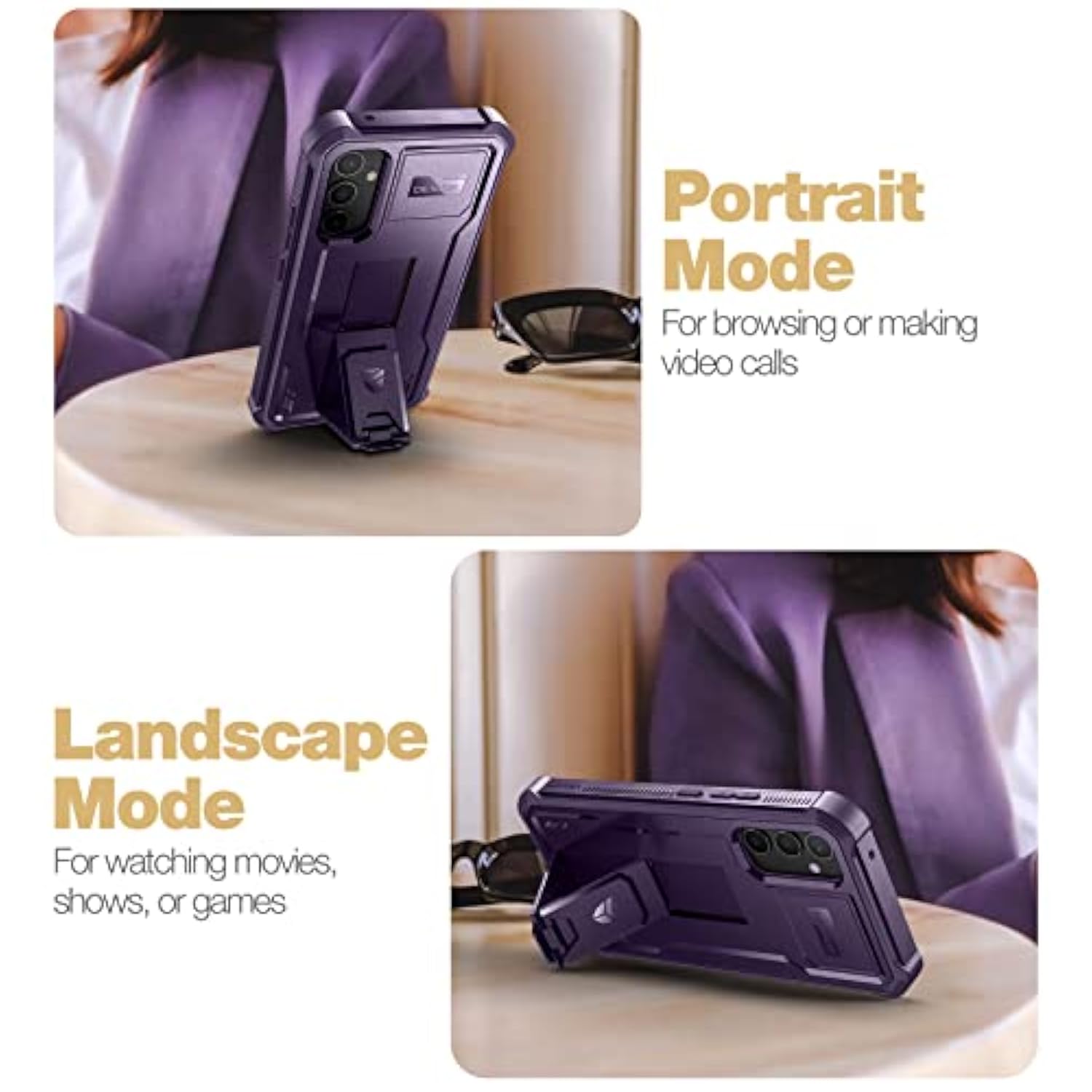 For Samsung Galaxy A54 5G Phone Case, [Extra Front Frame] [Built-In Screen Protector & Kickstand] Heavy Duty Military Grade Protection Shockproof Case For Samsung A54 5G, Phantom Purple