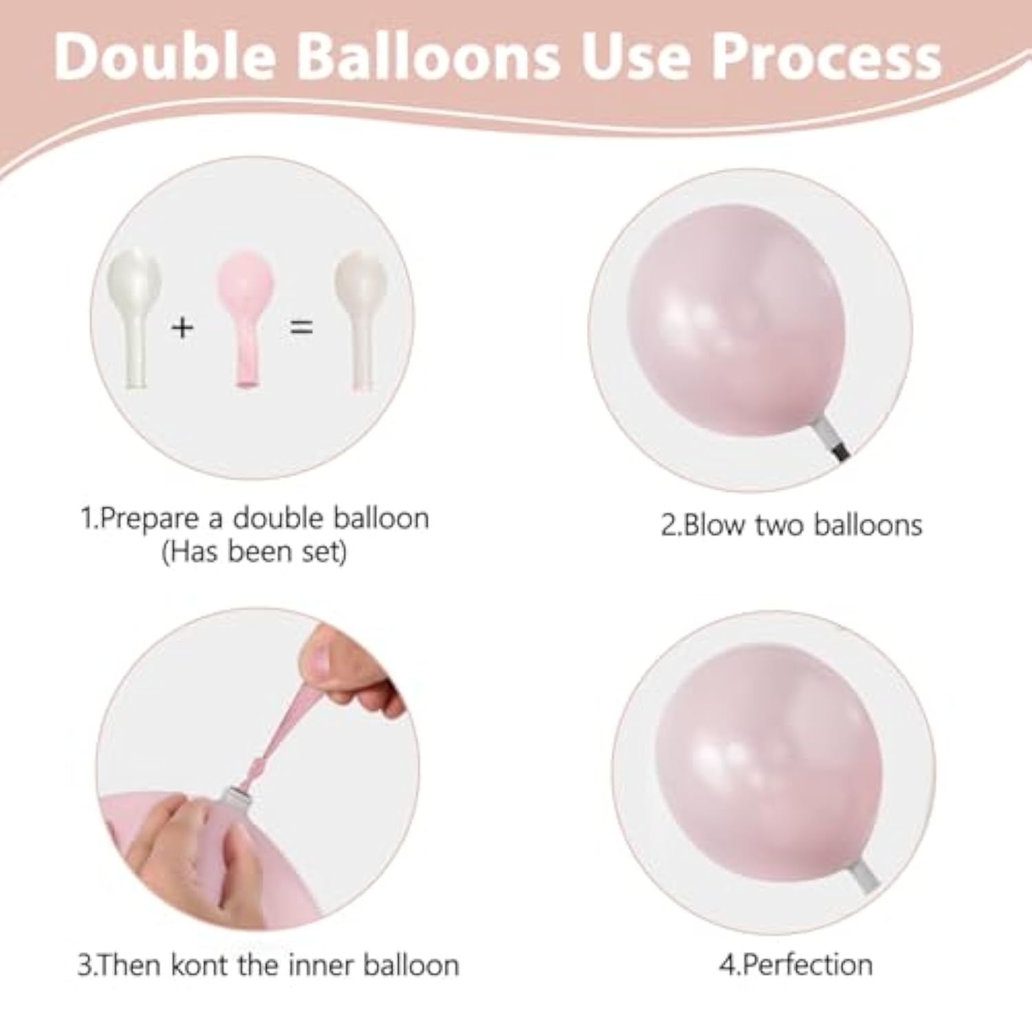 Pearl Pink & White Balloon Garland Kit: Double Stuffed Pastel Balloons