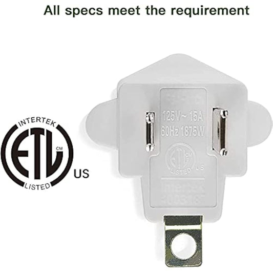 4 Pack Etl Listed Grounding Outlet Adapter, 3-2 Prong Adapter Converter, Portable Fireproof 392? Resistant Heavy Duty Wall Outlet Plug For Household Appliances Industrial