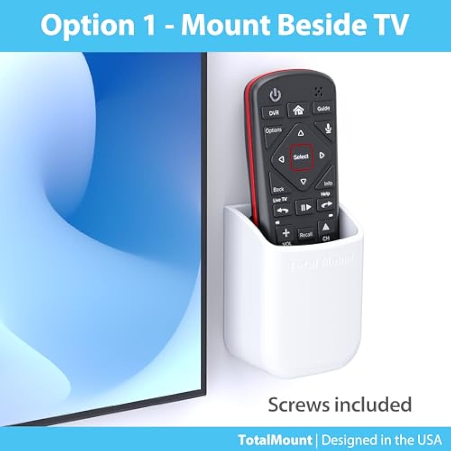 2-Pack Universal Remote Control Holders Wall or TV Mount Medium White