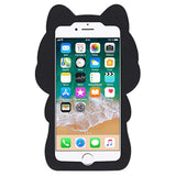 Kawaii Big Eye Kitty 3D Cartoon Animal Soft Silicone Phone Case for iPhone 7, 8, SE 2020, SE 2022 - Black Cat Design, Funny and Cute Protection Cover for Girls and Women